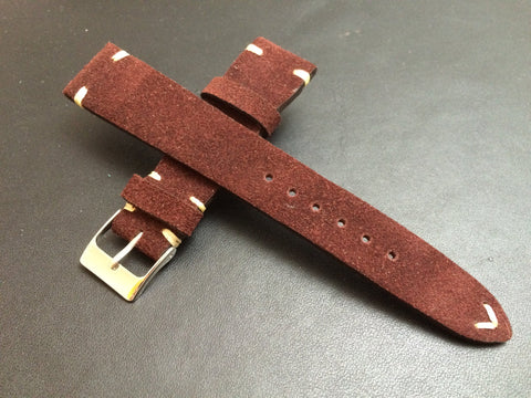 20mm Leather Watch Band, Watch Strap for Rolex, Suede Leather Watch Strap, 19mm Brown Watch Strap, 18mm Watch Band