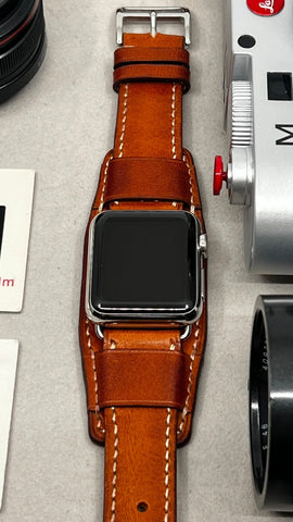 Apple Watch Band in Bund Strap, Apple Watch Ultra 49mm 41mm, Vintage Brown Aged Leather Apple Watch Band Women