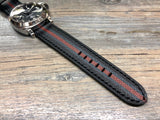 Black Epsom Leather Watch Strap 24mm, 26mm Leather Watch Band, Personalise Wrist watches band replacement, Easter Gift Idea for Boyfriend