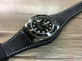 Leather Bund Straps, 20mm Watch straps, 20mm Watch bands, Black Watch Straps for Rolex Watches - FREE SHIPPING - eternitizzz-straps-and-accessories