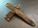 Cracked pattern real leather watch strap for Rolex, IWC, Omega (Dark Brown) - 20mm/16mm - eternitizzz-straps-and-accessories