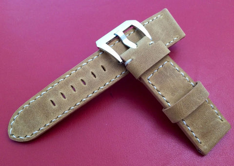 Leather watch Strap, 24mm Leather Watch Strap for Panerai, Khaki Leather watch band