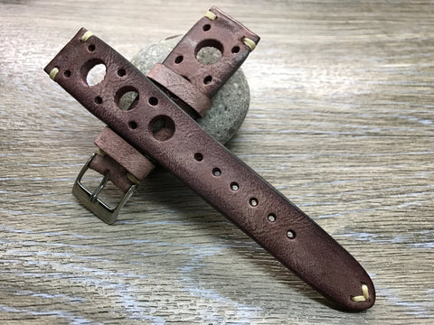 Leather Watch Straps 19mm, Racing & Rally Watch Straps, Leather watch bands 20mm, Vintage Red Brown Watch Strap, Personalise Christmas Gift