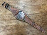 Leather Watch Straps, Brown Ghost Camouflage Pattern Genuine Leather Watch Band 20mm, Leather Cuff Watch Strap for 19mm, Personalise Gift Ideas for Birthday, Mens Wrists Accessories