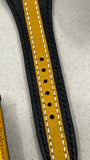 black leather watch straps, yellow strips with white stitching, gift ideas for valentines day, Birthday gift ideas for husband, handmade leather watch straps