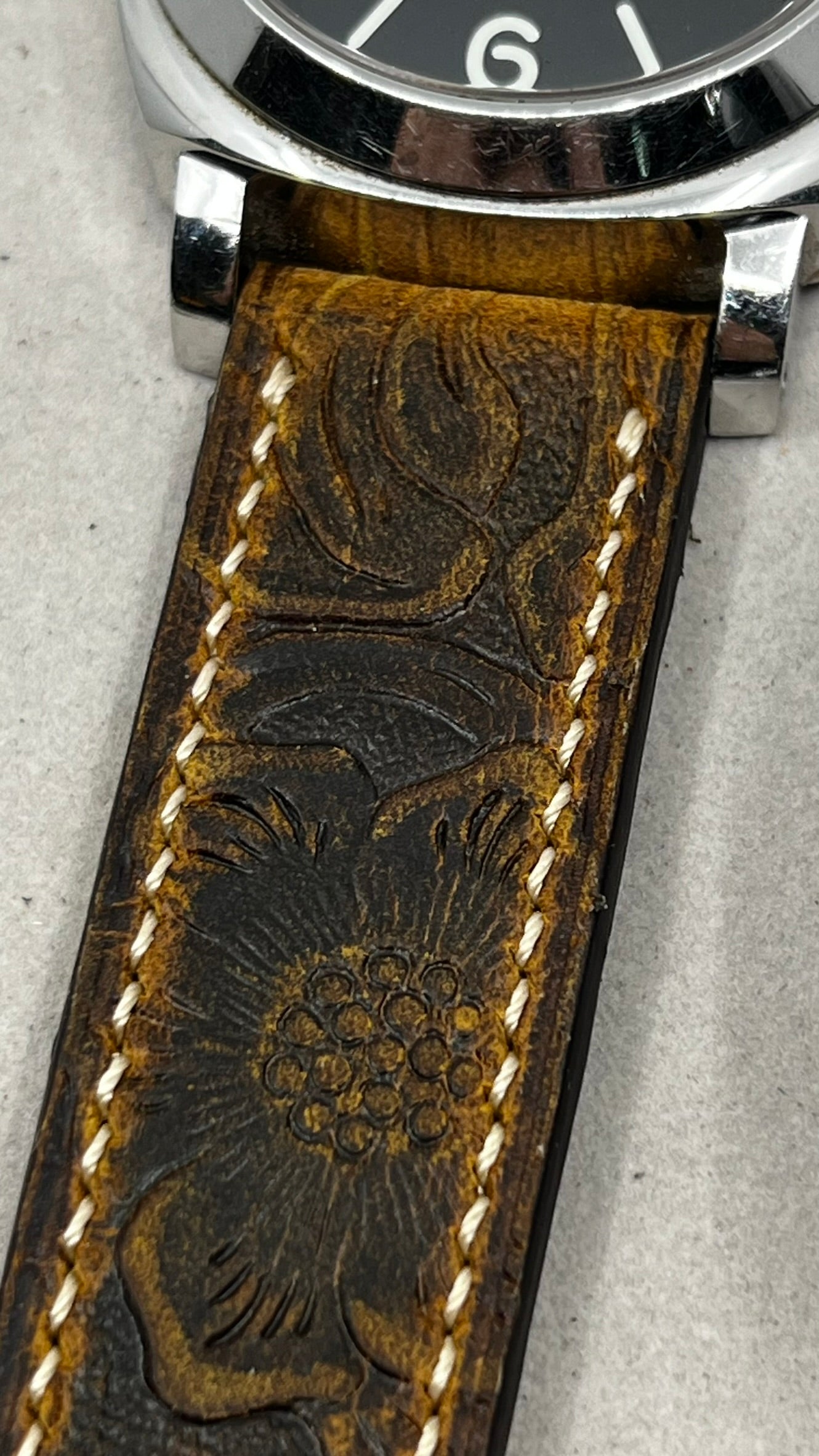Watchstrap 26mm, most comfortable watch band, Durable Watch Band, Brown Engraving Leather straps band, replacement watch bands, handmade watchband, Omega Watch Band, Rolex Watch straps 19mm 21mm 22mm, Seiko Mod watch Band
