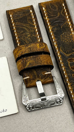 Watchstrap 26mm, most comfortable watch band, Durable Watch Band, Brown Engraving Leather straps band, replacement watch bands, handmade watchband, Omega Watch Band, Rolex Watch straps 19mm 21mm 22mm, Seiko Mod watch Band