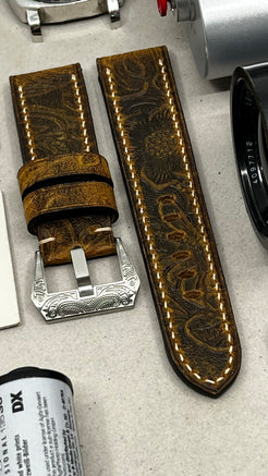 Watchstrap 26mm, most comfortable watch band, Durable Watch Band, Brown Engraving Leather straps band, replacement watch bands, handmade watchband, Omega Watch Band, Rolex Watch straps 19mm 21mm 22mm, Seiko Mod watch Band