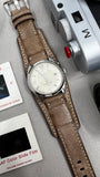 Leather Watch Band Straps 20mm, Handmade Cuff Watchstraps, Bund Style Watchband, Wristwatch band in distress brown leather and biege stitching