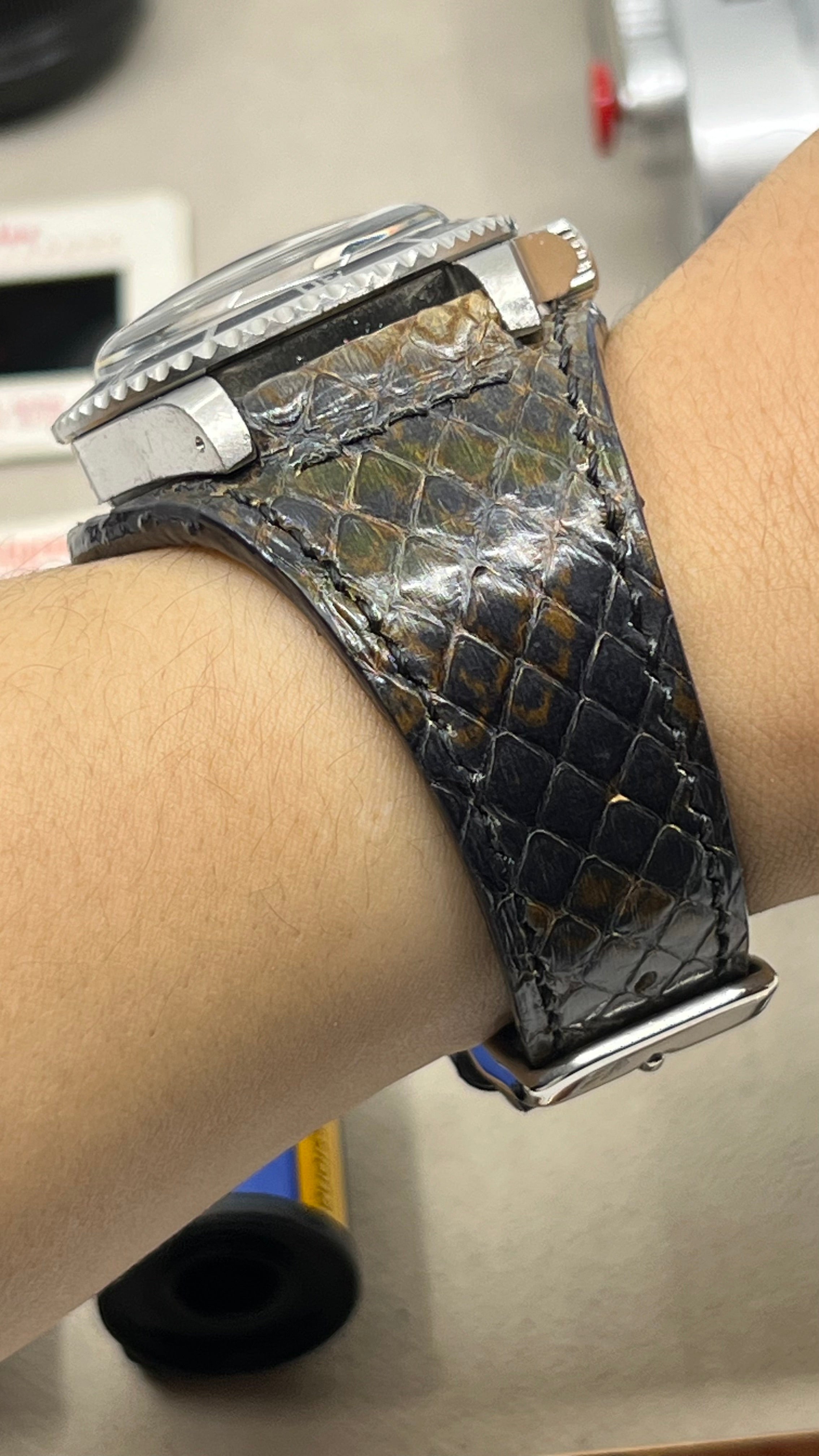 Rolex Watch Strap, Artisané Submariner Watch, Aging Watch, Mechanical Watch, Omega Watch Straps, Cobra Material Leather Bund Style Watch Strap, Watch Strap 20mm, Watch Band 19mm, Handmade Watchstrap 21mm, Gift Ideas for Birthday
