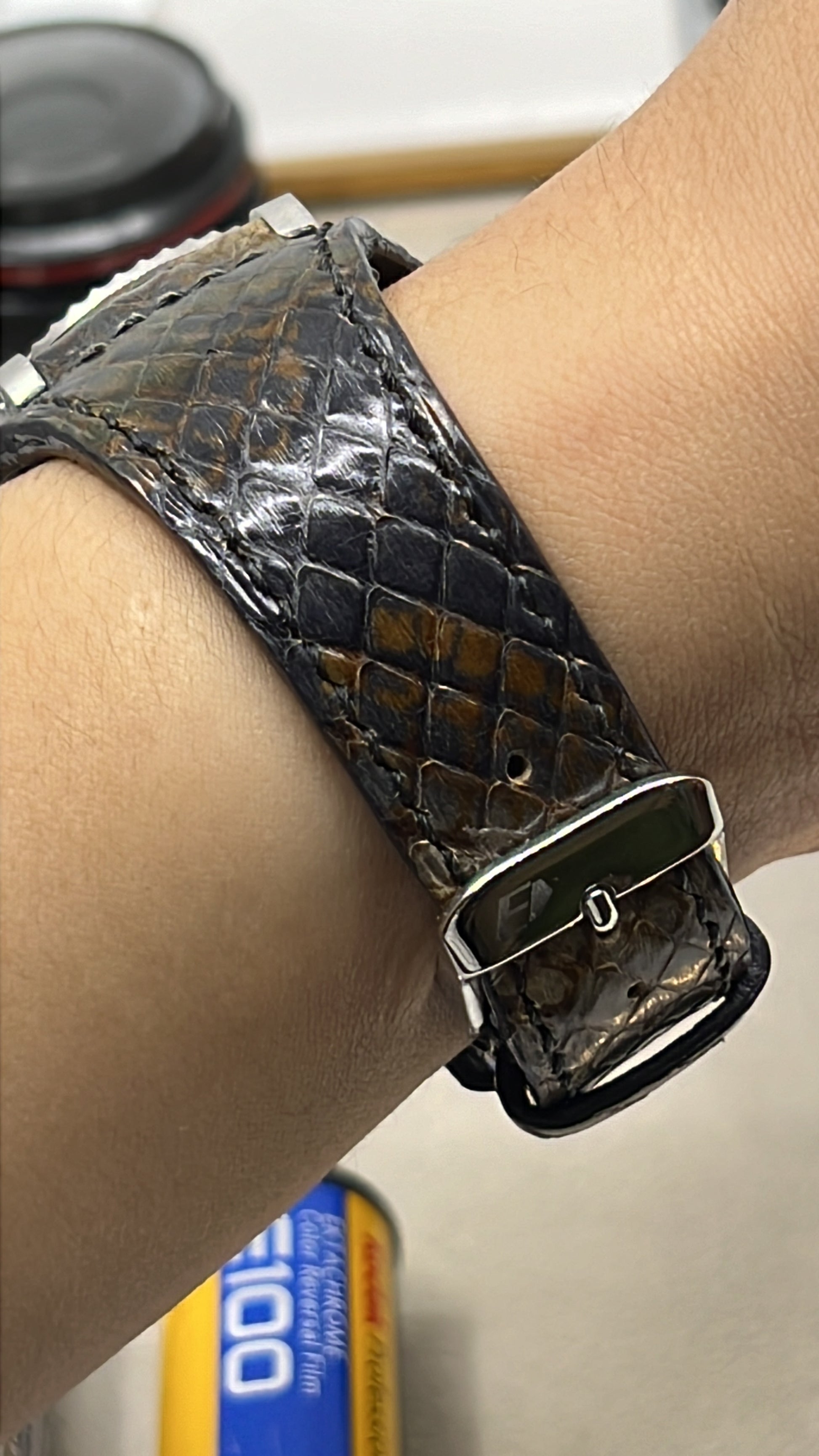 Rolex Watch Strap, Artisané Submariner Watch, Aging Watch, Mechanical Watch, Omega Watch Straps, Python Material Leather Bund Style Watch Strap, Watch Strap 20mm, Watch Band 19mm, Handmade Watchstrap 21mm, Gift Ideas for Birthday