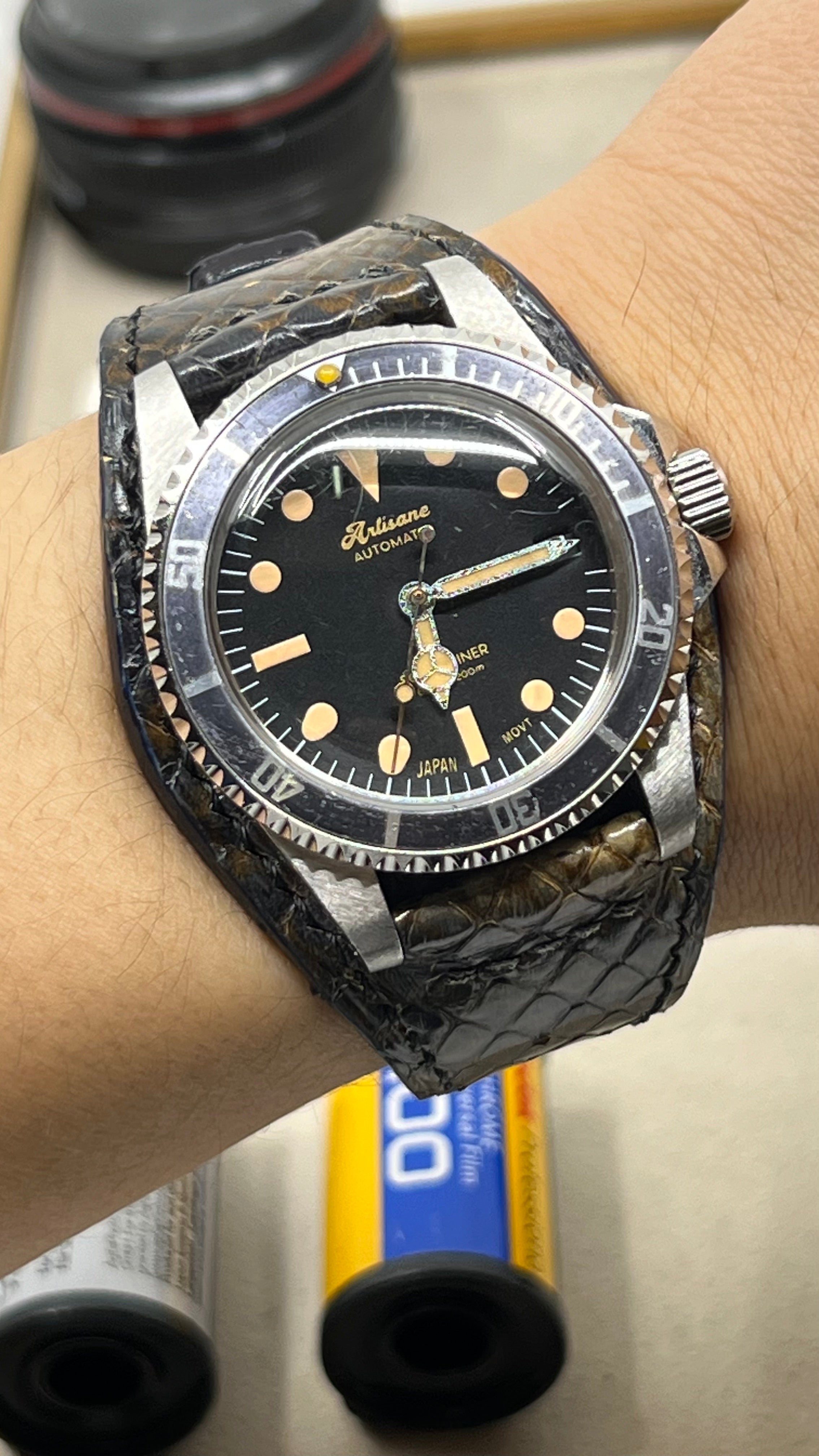 Rolex Watch Strap, Artisané Submariner Watch, Aging Watch, Mechanical Watch, Omega Watch Straps, Cobra Material Leather Bund Style Watch Strap, Watch Strap 20mm, Watch Band 19mm, Handmade Watchstrap 21mm, Gift Ideas for Birthday
