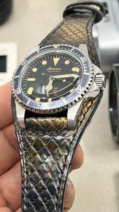 Rolex Watch Strap, Artisané Submariner Watch, Aging Watch, Mechanical Watch, Omega Watch Straps, Cobra Material Leather Bund Style Watch Strap, Watch Strap 20mm, Watch Band 19mm, Handmade Watchstrap 21mm, Gift Ideas for Birthday