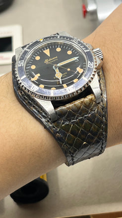 Rolex Watch Strap, Artisané Submariner Watch, Aging Watch, Mechanical Watch, Omega Watch Straps, python Material Leather Bund Style Watch Strap, Watch Strap 20mm, Watch Band 19mm, Handmade Watchstrap 21mm, Gift Ideas for Birthday