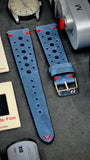 19mm Leather Watch Strap, Vintage Racing Watch Strap, Blue Watch Band - Rally Racing Watch Straps - Eternitizzz Watch Straps