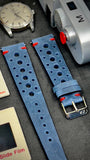 19mm Rally Racing Watch Strap, Blue Leather Watch Strap band 20mm - Rally Racing Watch Straps - Eternitizzz Watch Straps