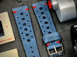 19mm Leather Watch Strap, Racing Watch Strap 20mm, Blue Watch Band - Rally Racing Watch Straps - Eternitizzz Watch Straps