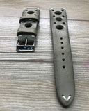 20mm Rally Racing Watch straps, Leather watchstrap, Vintage Gray watch bands, 20mm 18mm 19mm 20mm - eternitizzz-Watch-straps