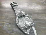 20mm Leather watch strap, Snake skin leather watch band, Leather bund strap, black / white / Gray Leather Watch Strap, 20mm Watch strap for Tudor, 19mm lug - eternitizzz-straps-and-accessories