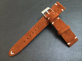 Vintage Style Leather Watch Strap 20mm 19mm 18mm, Brown Suede Leather Watch Band Replacement