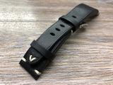 22mm Watch Straps Leather, 20mm Black Bremont Leather Watch Bands, Mens Watch Wristbands, Personalise Gift Idea