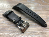 Black leather watch strap, Leather watch strap 22mm