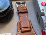 Leather Watch Band, Leather Watch Strap, Light Brown Cuff Band, Full Bund Strap 20mm, Genuine Leather Wristwatch Band, Valentines Day Gift