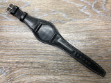 Black Shell Cordovan Leather Watch Straps 20mm, Mens Wrist Watch Bands, Leather Watch Bracelets, Full Bund Straps in Grey Stitching, Personalise Gift