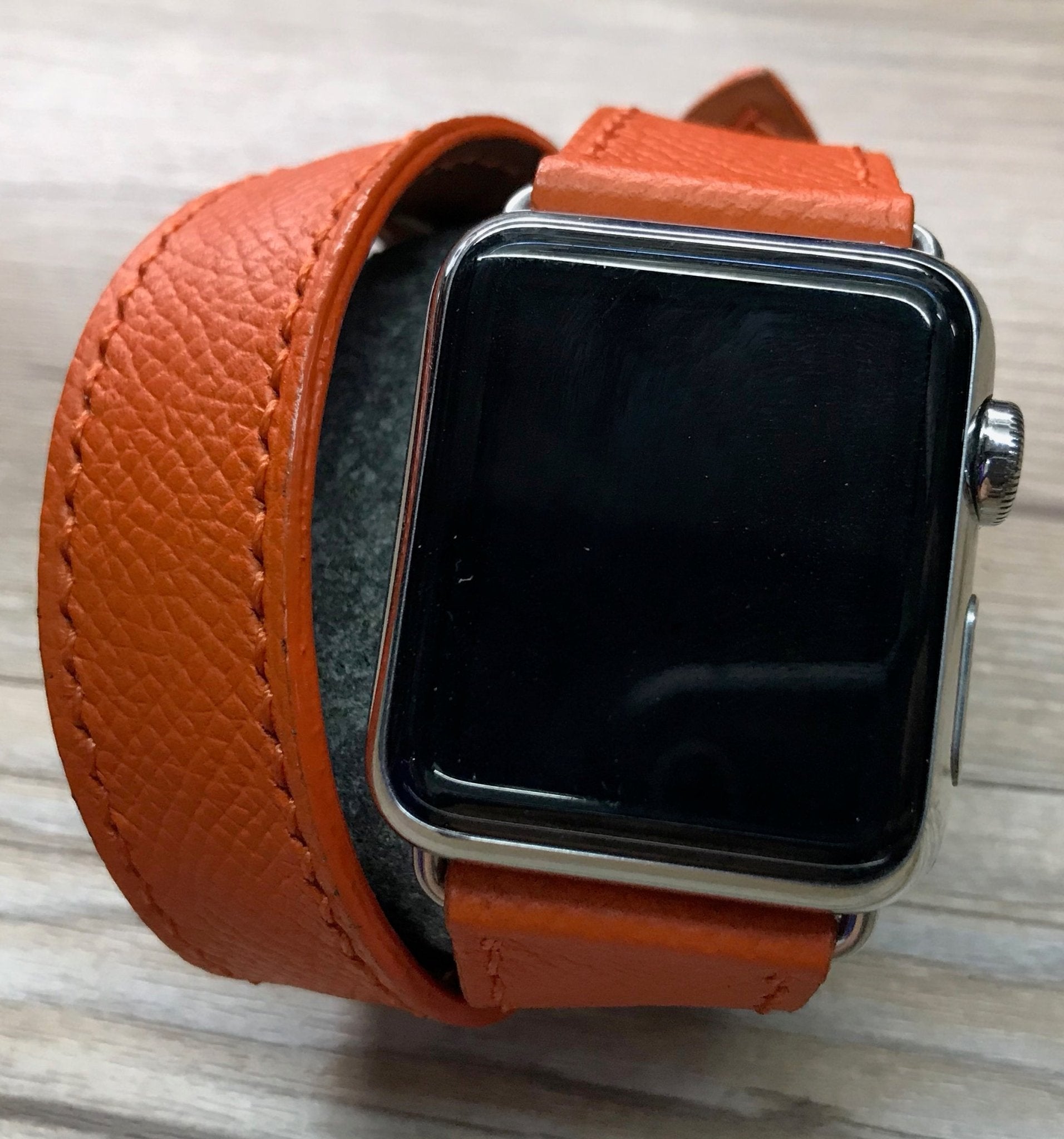 Apple Watch Hermès, 40mm Feu Epsom Leather Double Tour, Double Tour Series 4, Apple Watch Band 38mm, FREE SHIPPING - eternitizzz-straps-and-accessories
