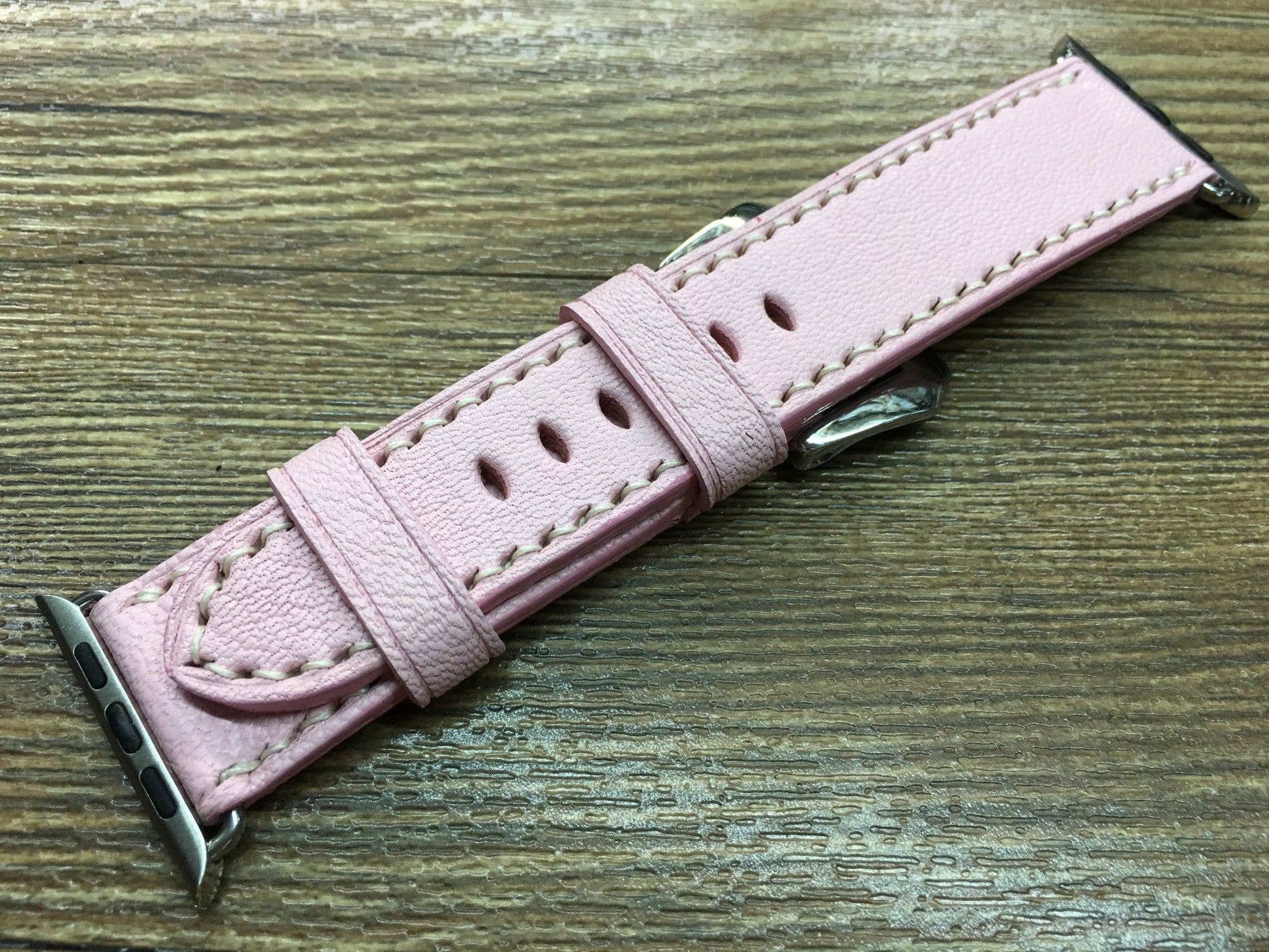 Apple Watch 44mm Gold, Apple Watch Band, Stainless Steel Silver Apple Watch 42mm, Pink Leather Watch Strap, Apple Watch Hermes - eternitizzz-straps-and-accessories