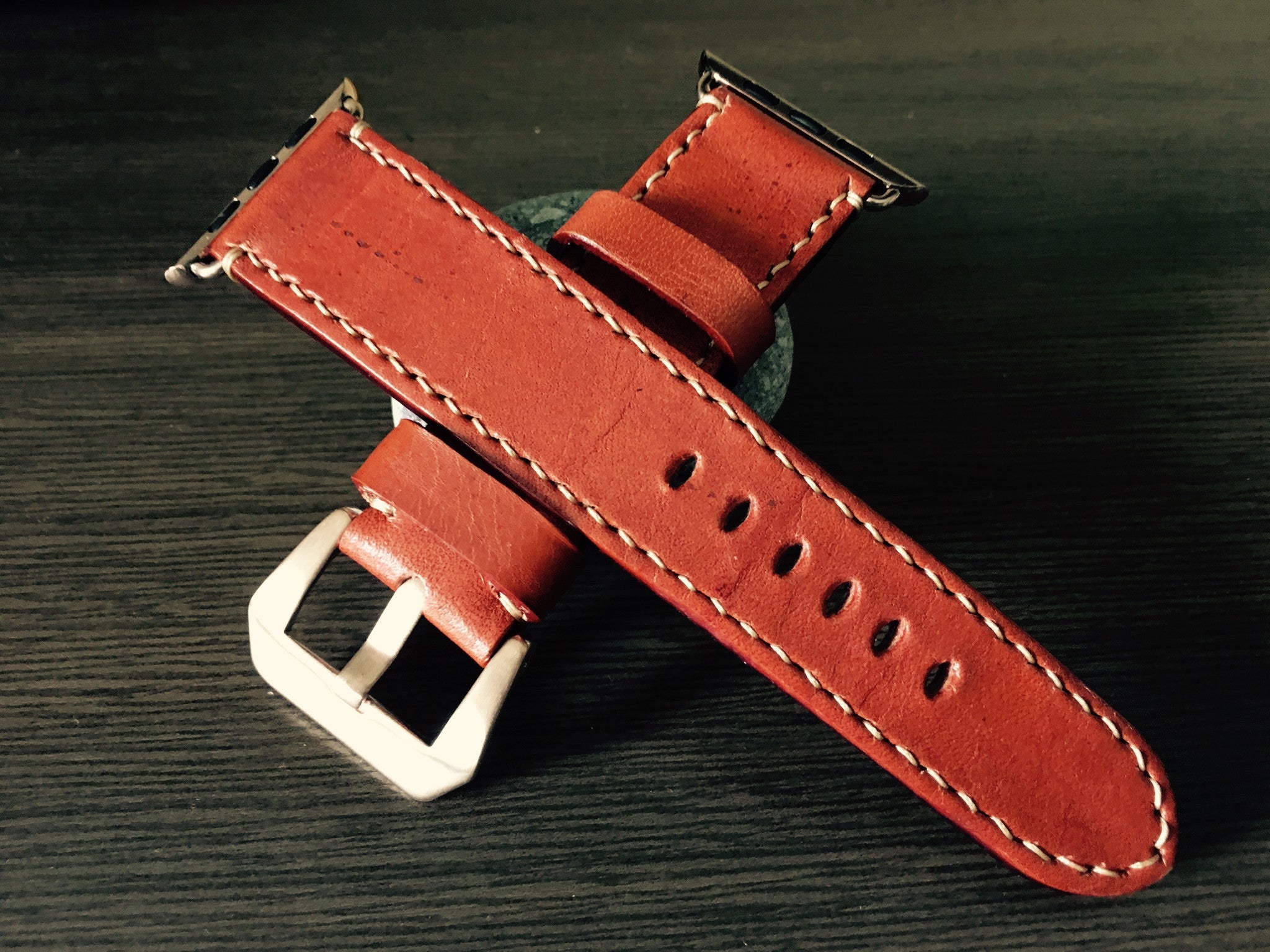 Apple Watch Band, Apple Watch 40mm 44mm 38mm 42mm Strap, Orange Leather Watch Strap For Apple Watch Series 1 2 3 4 - eternitizzz-straps-and-accessories