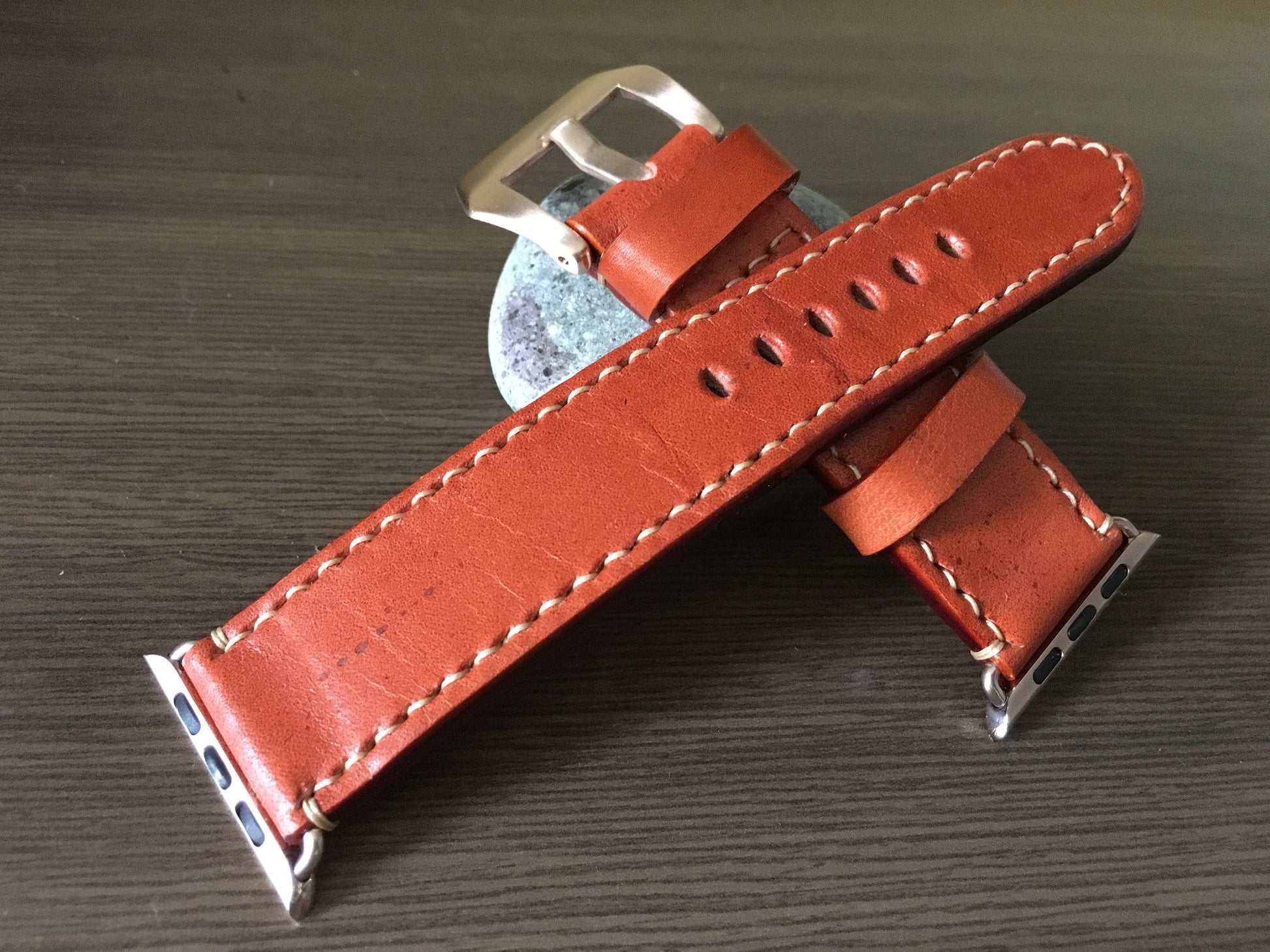 Apple Watch Band, Apple Watch 40mm 44mm 38mm 42mm Strap, Orange Leather Watch Strap For Apple Watch Series 1 2 3 4 - eternitizzz-straps-and-accessories
