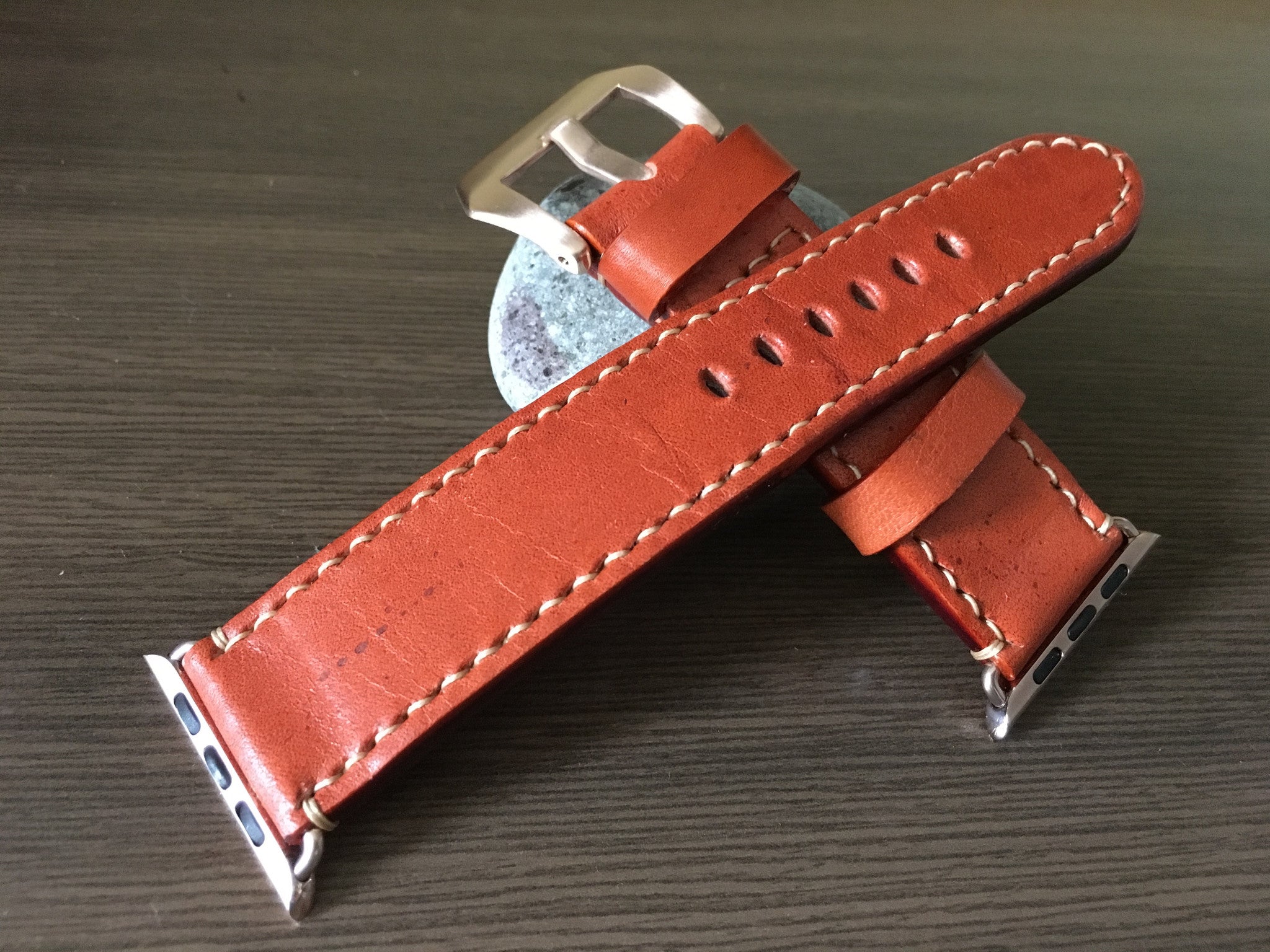 Apple Watch Band, Apple Watch 40mm 44mm 38mm 42mm Strap, Orange Leather Watch Strap For Apple Watch Series 1 2 3 4 - eternitizzz-straps-and-accessories