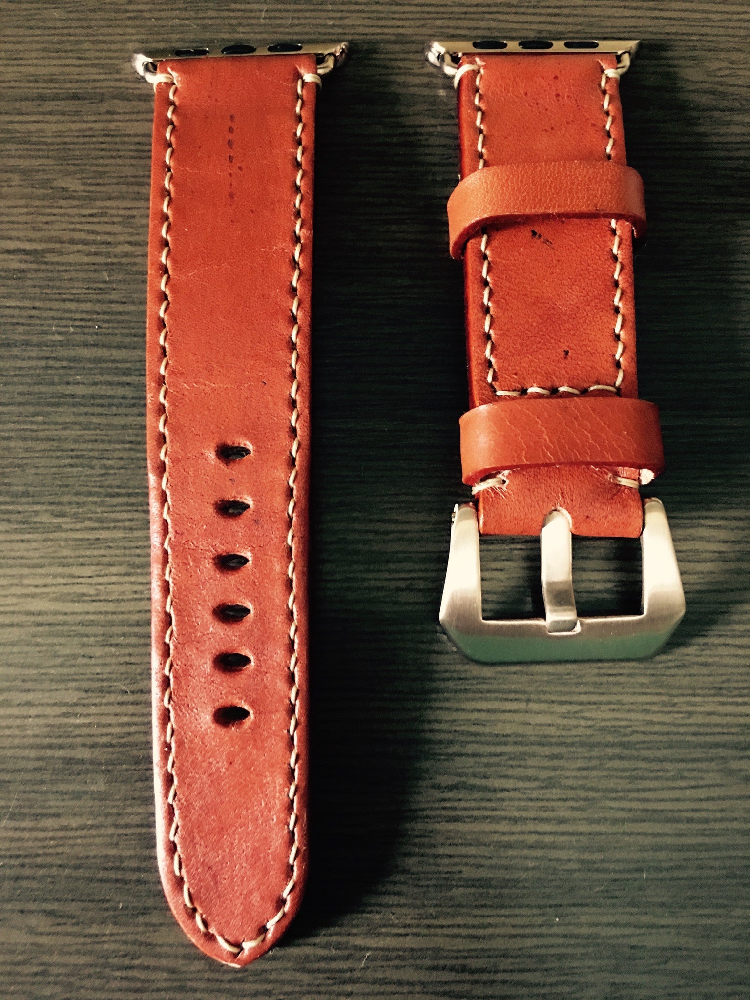 Apple Watch Band, Apple Watch 40mm 44mm 38mm 42mm Strap, Orange Leather Watch Strap For Apple Watch Series 1 2 3 4 - eternitizzz-straps-and-accessories