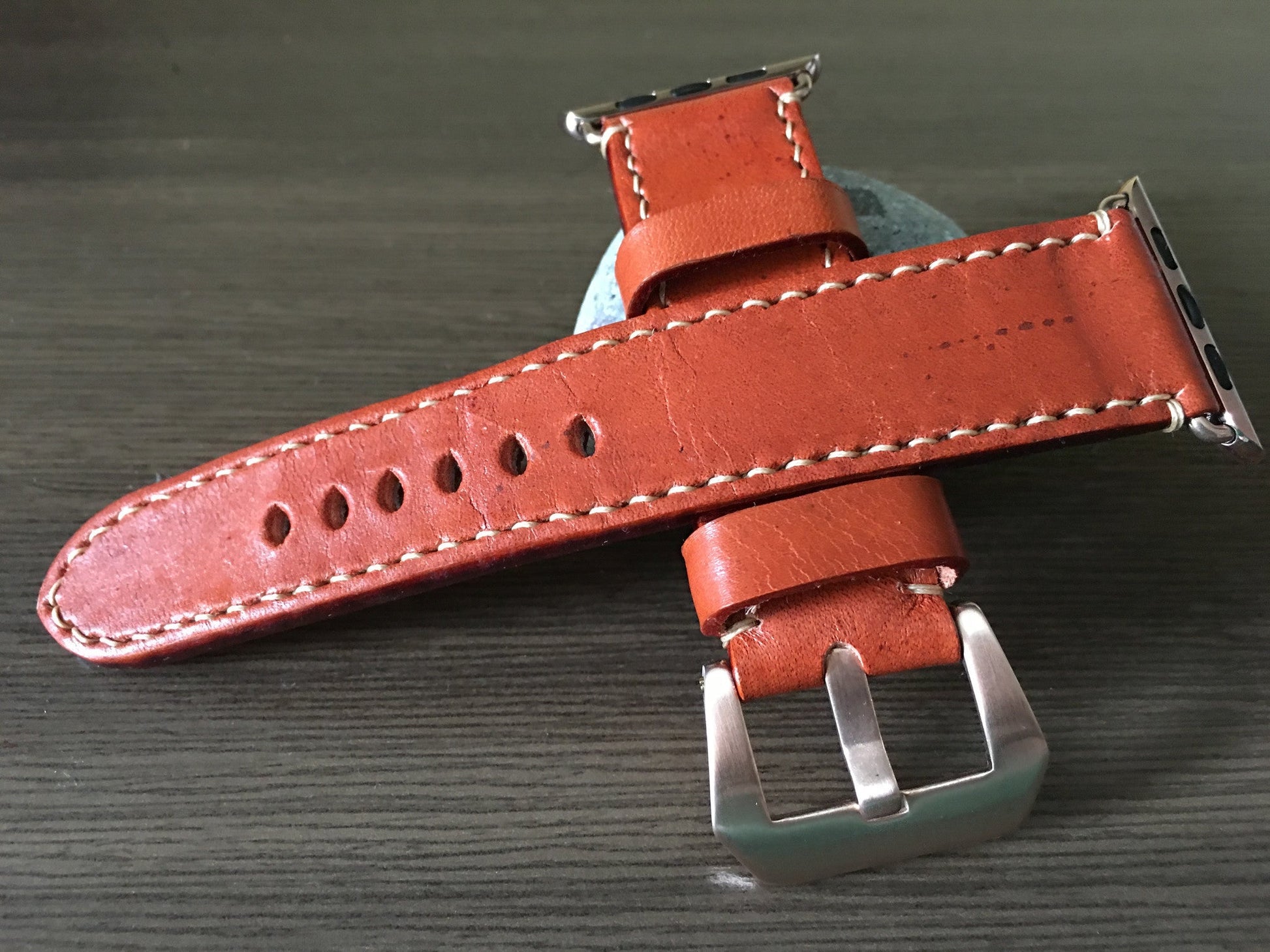 Apple Watch Band, Apple Watch 40mm 44mm 38mm 42mm Strap, Orange Leather Watch Strap For Apple Watch Series 1 2 3 4 - eternitizzz-straps-and-accessories