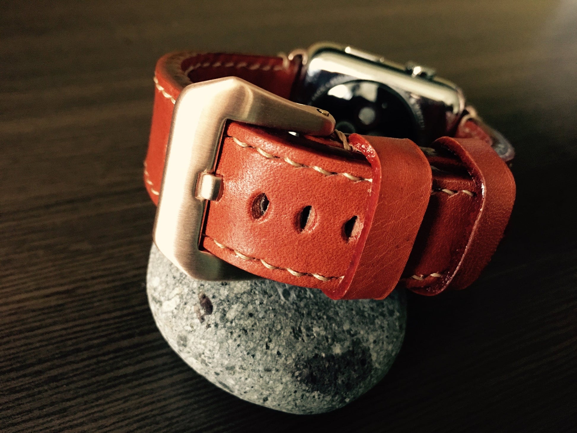 Apple Watch Band, Apple Watch 40mm 44mm 38mm 42mm Strap, Orange Leather Watch Strap For Apple Watch Series 1 2 3 4 - eternitizzz-straps-and-accessories
