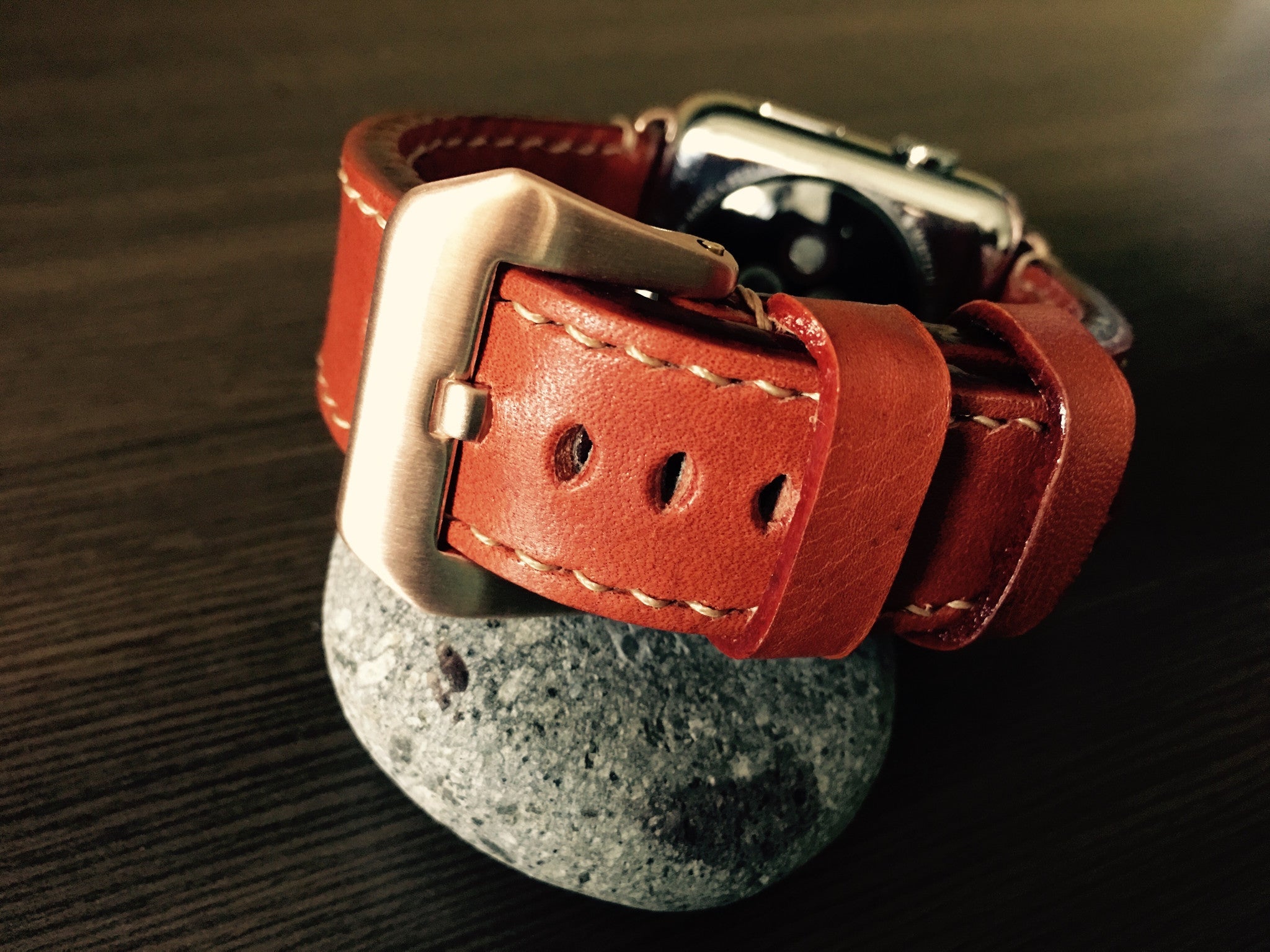 Apple Watch Band, Apple Watch 40mm 44mm 38mm 42mm Strap, Orange Leather Watch Strap For Apple Watch Series 1 2 3 4 - eternitizzz-straps-and-accessories