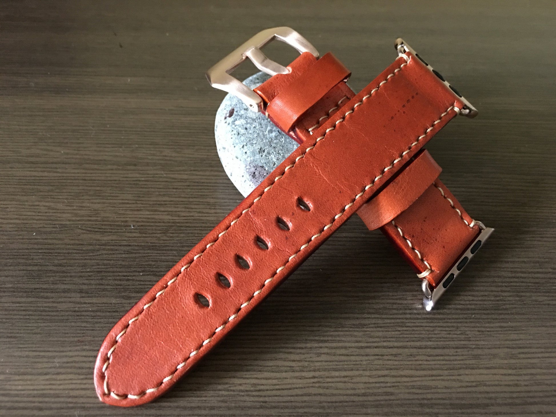 Apple Watch Band, Apple Watch 40mm 44mm 38mm 42mm Strap, Orange Leather Watch Strap For Apple Watch Series 1 2 3 4 - eternitizzz-straps-and-accessories