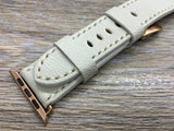 Apple Watch Series 5, Apple Watch 44mm 38mm, Apple Watch Bands, 42mm 40mm, Cream White Leather Watch Strap, Iwatch watch band - eternitizzz-straps-and-accessories
