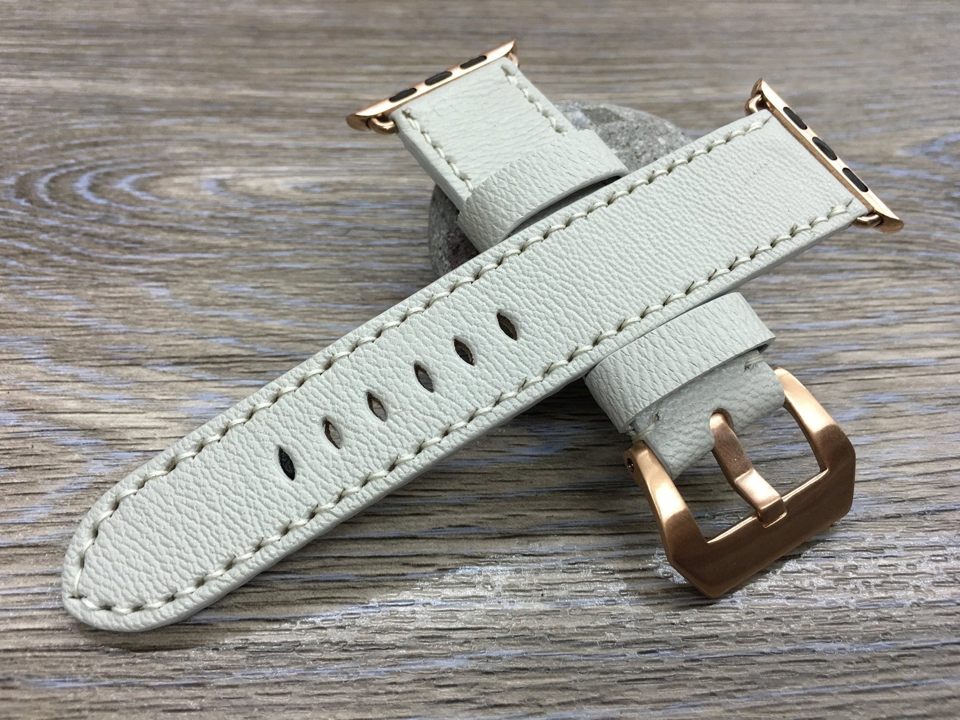 Apple Watch Series 5, Apple Watch 44mm 38mm, Apple Watch Bands, 42mm 40mm, Cream White Leather Watch Strap, Iwatch watch band - eternitizzz-straps-and-accessories