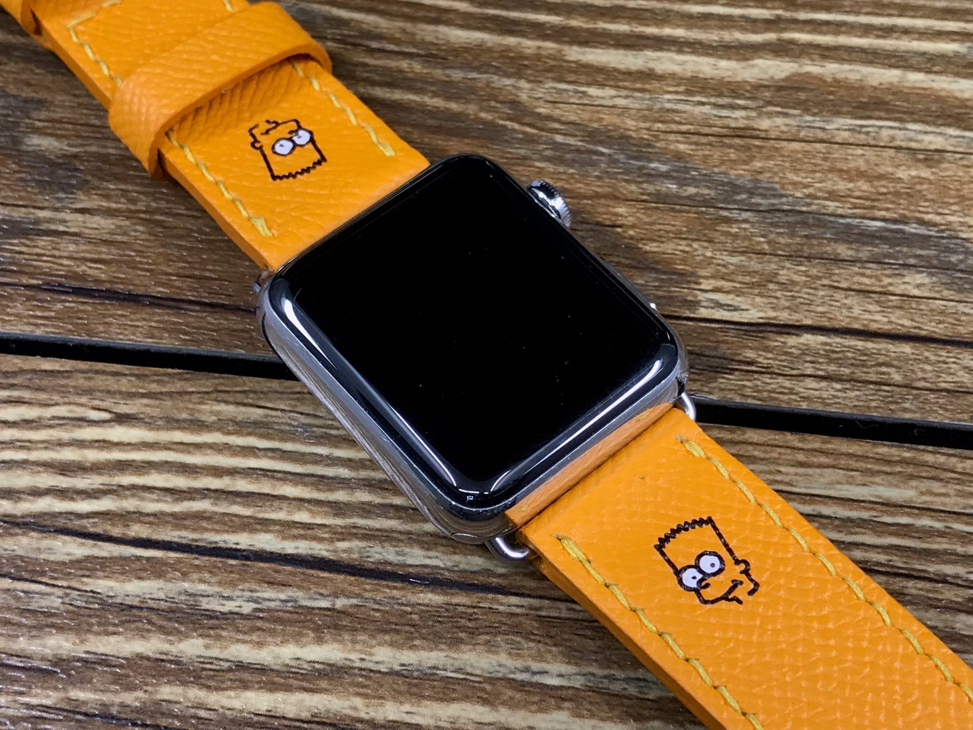 Apple Watch Band, Bart Simpson, Apple Watch 38mm 42mm, iWatch, Epsom Jaune, apple watch strap - eternitizzz-straps-and-accessories