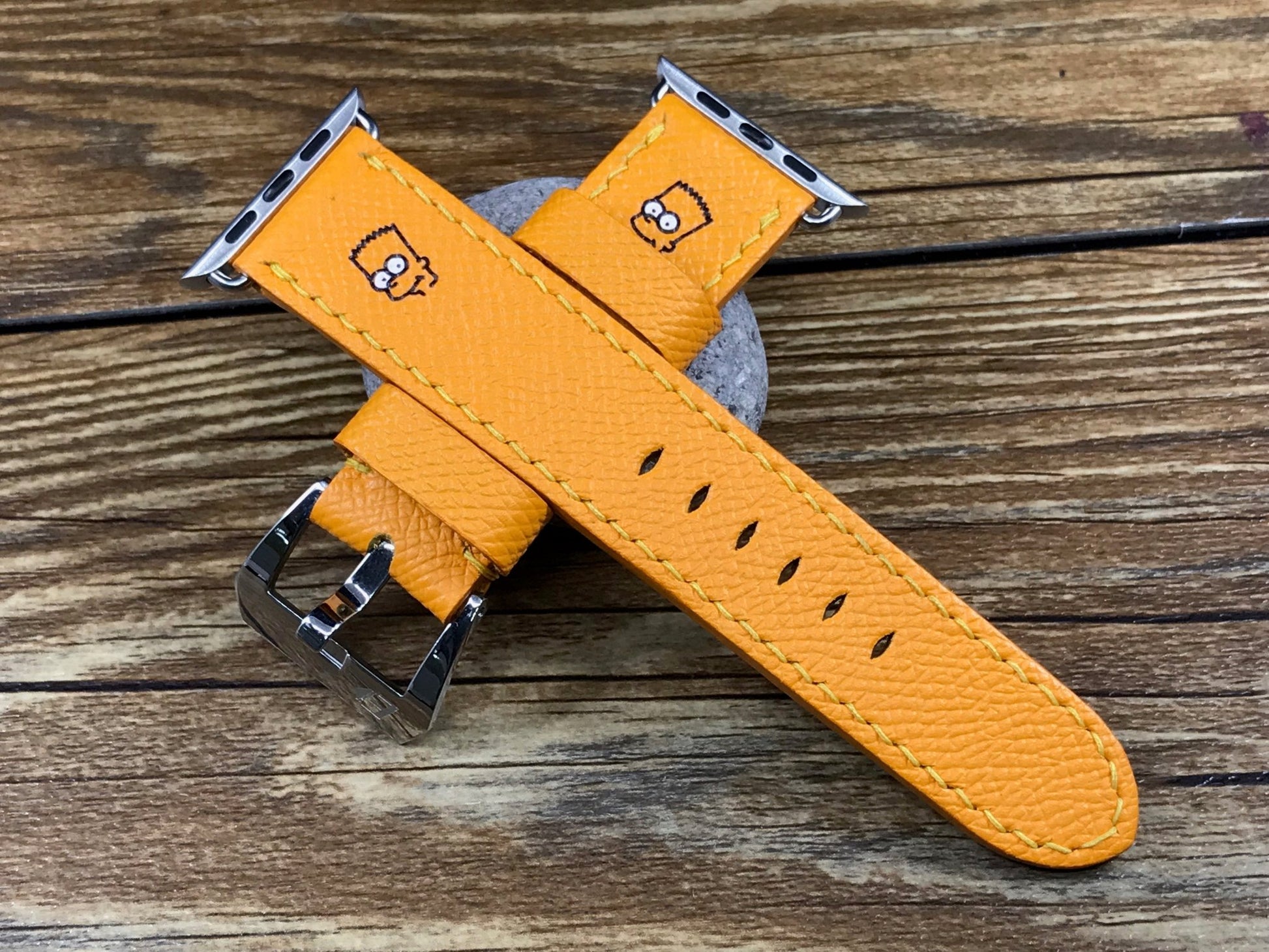 Apple Watch Band, Bart Simpson, Apple Watch 38mm 42mm, iWatch, Epsom Jaune, apple watch strap - eternitizzz-straps-and-accessories