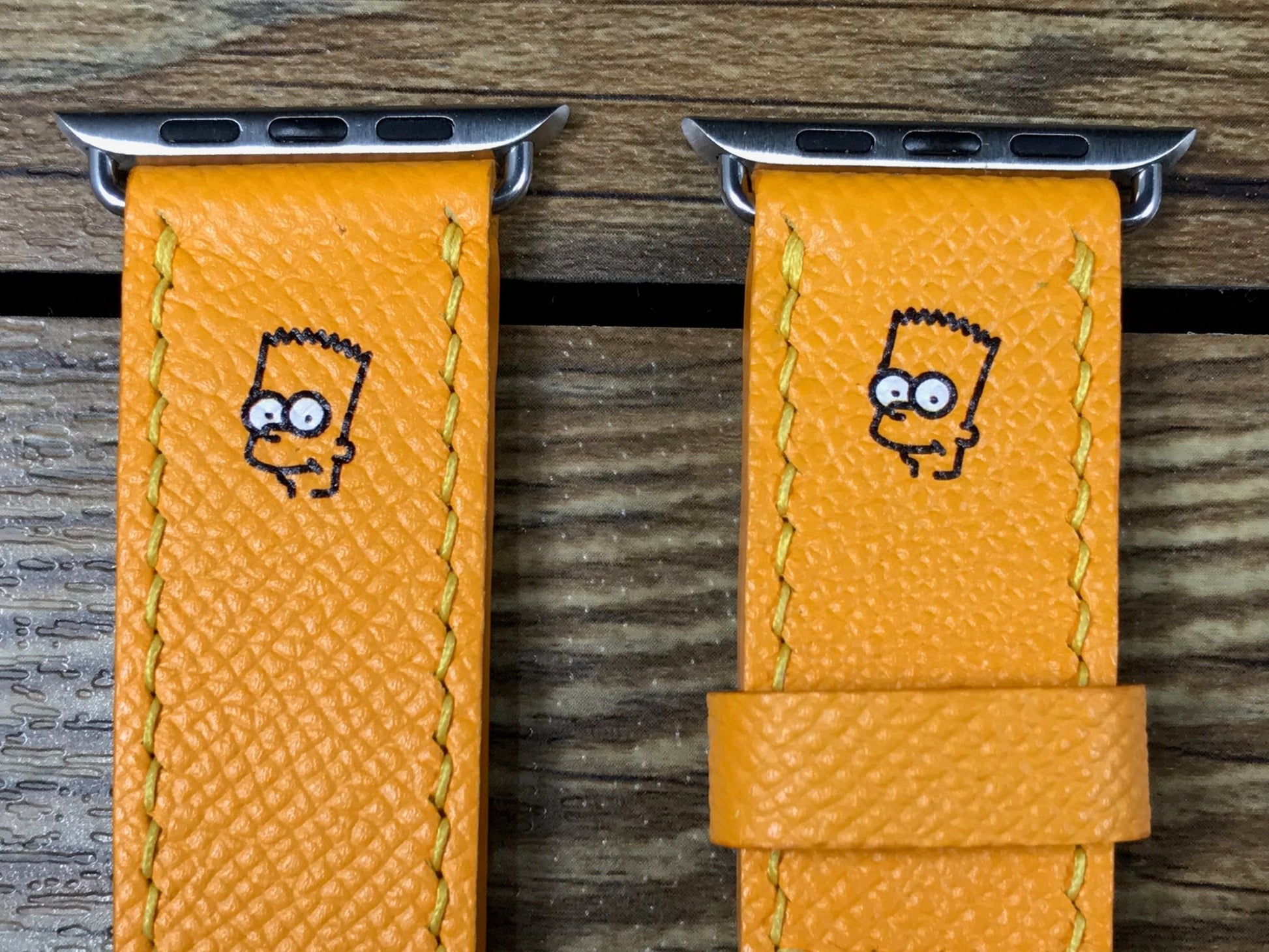 Apple Watch Band, Bart Simpson, Apple Watch 38mm 42mm, iWatch, Epsom Jaune, apple watch strap - eternitizzz-straps-and-accessories