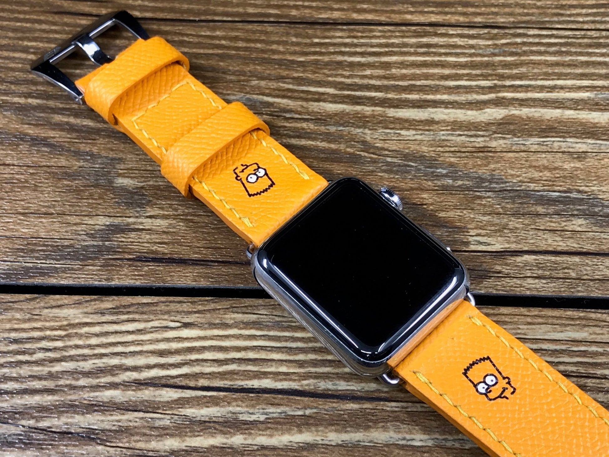 Apple Watch Band, Bart Simpson, Apple Watch 38mm 42mm, iWatch, Epsom Jaune, apple watch strap - eternitizzz-straps-and-accessories