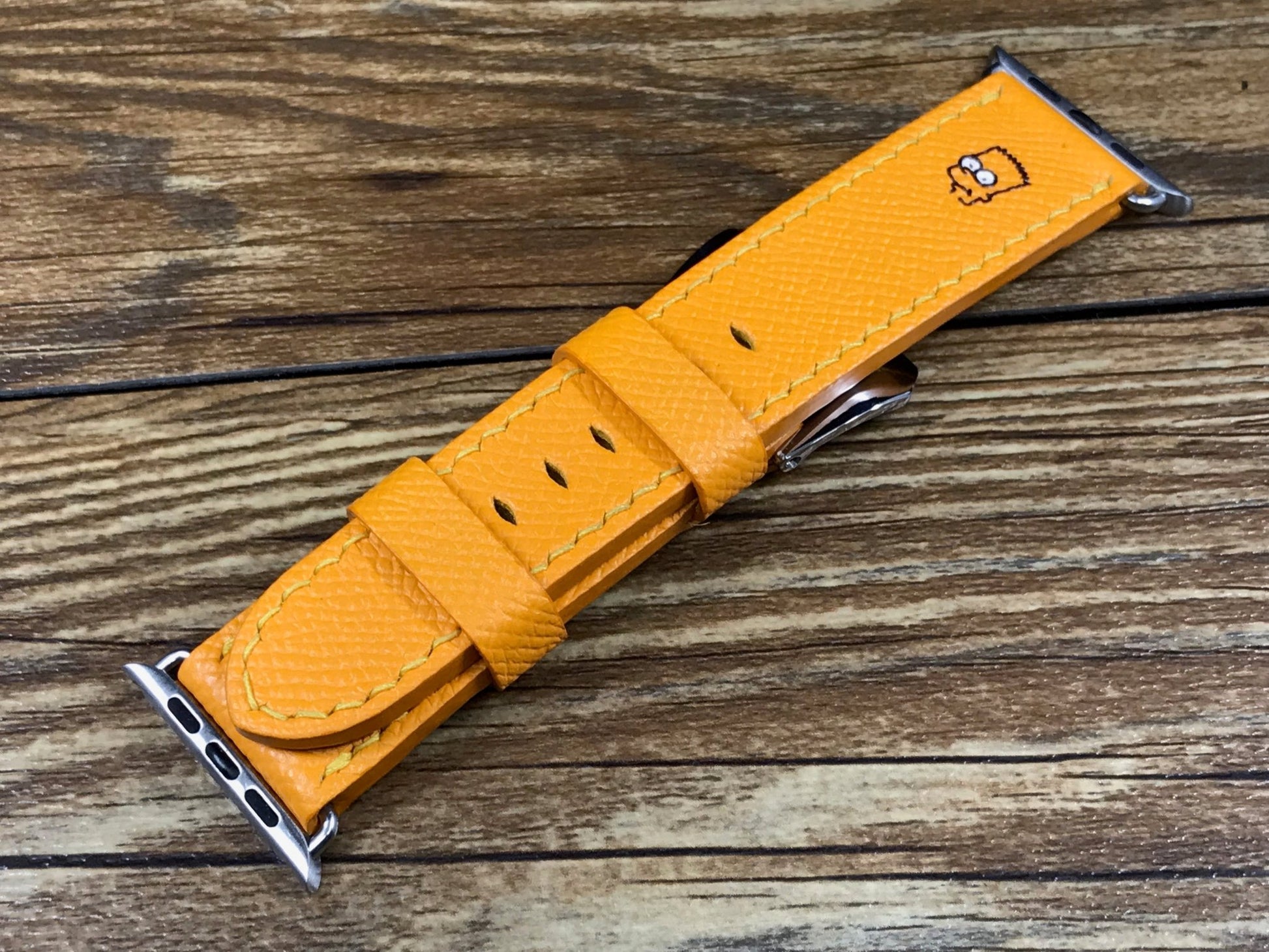 Apple Watch Band, Bart Simpson, Apple Watch 38mm 42mm, iWatch, Epsom Jaune, apple watch strap - eternitizzz-straps-and-accessories