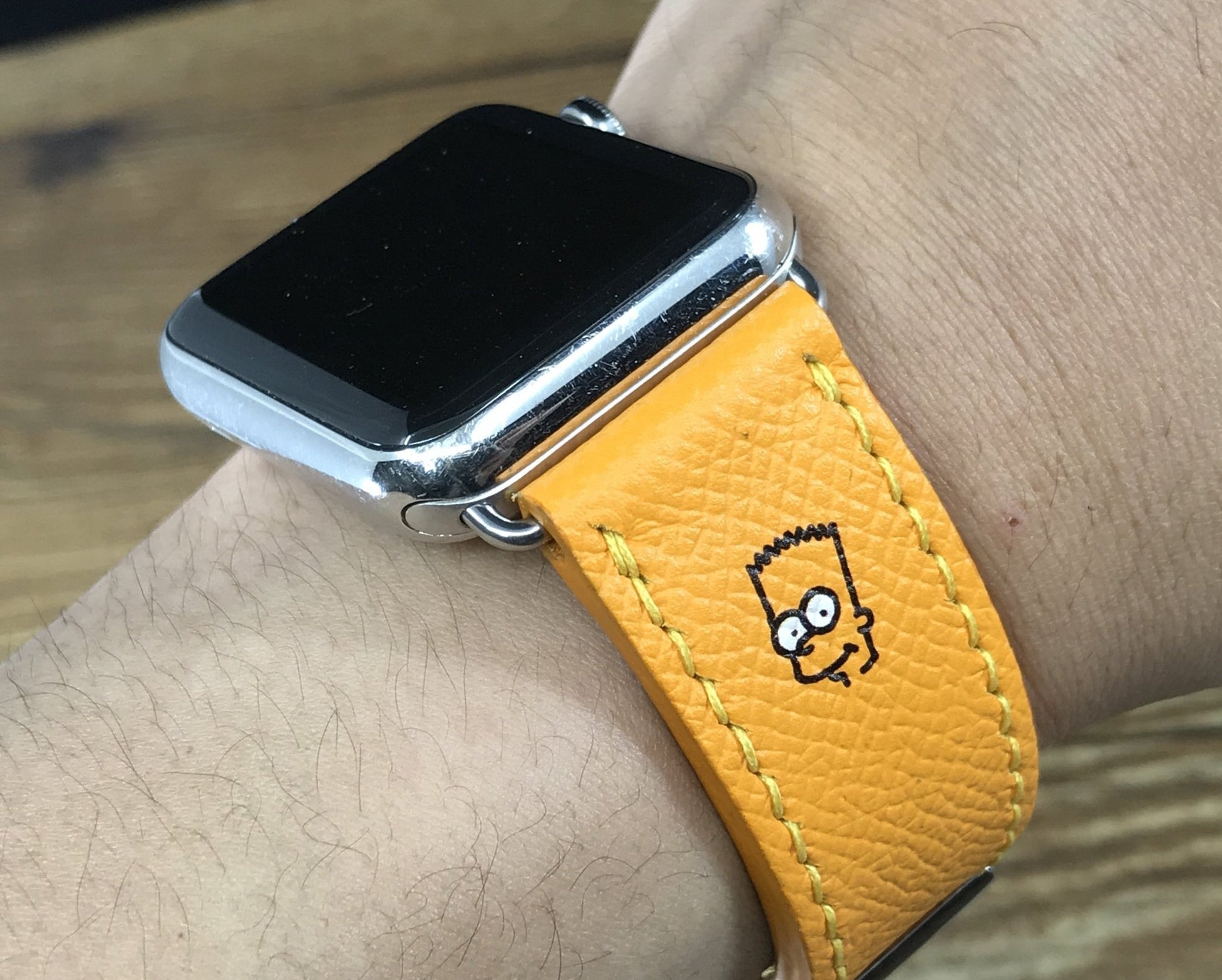 Apple Watch Band, Bart Simpson, Apple Watch 38mm 42mm, iWatch, Epsom Jaune, apple watch strap - eternitizzz-straps-and-accessories