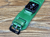 Apple Watch Band Series 6, Apple Watch Straps, iWatch Green Leather Watch Straps, Apple Watch 44mm, 42mm, Apple Watch Cuff Band, Smart watch Band for Apple, Personalise Gift idea for Christmas