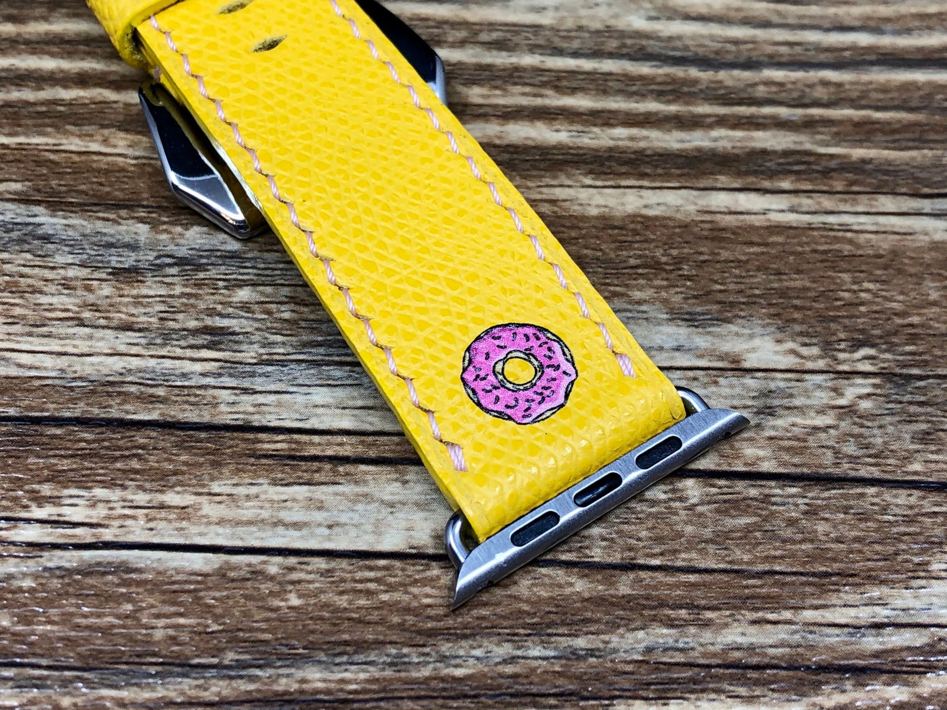 Apple Watch Bands for Space Gray 45mm, iWatch Straps, Simpsons Dounts Yellow Apple Watch Bands Series 6 for Apple Watch 42mm 41mm, Handmade Smartwatch iWatch Band