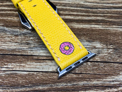Apple Watch Bands for Space Gray 45mm, iWatch Straps, Simpsons Dounts Yellow Apple Watch Bands Series 6 for Apple Watch 42mm 41mm, Handmade Smartwatch iWatch Band