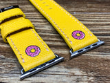 Apple Watch Bands for Space Gray 45mm, iWatch Straps, Simpsons Dounts Yellow Apple Watch Bands Series 6 for Apple Watch 42mm 41mm, Handmade Smartwatch iWatch Band